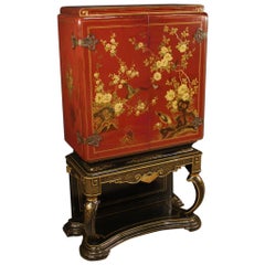 20th Century Lacquered Chinoiserie Wood Italian Bar Cabinet, 1960