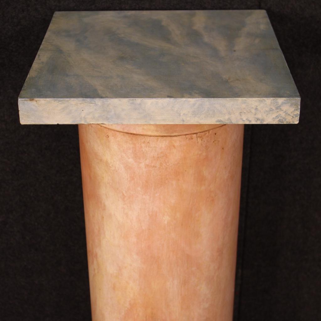 20th Century Lacquered Faux Marble Wood Pair of French Columns, 1960 1