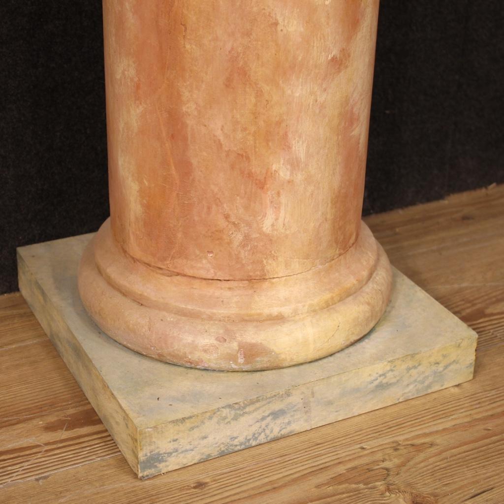 20th Century Lacquered Faux Marble Wood Pair of French Columns, 1960 3