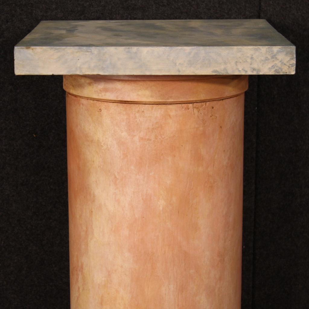 20th Century Lacquered Faux Marble Wood Pair of French Columns, 1960 4