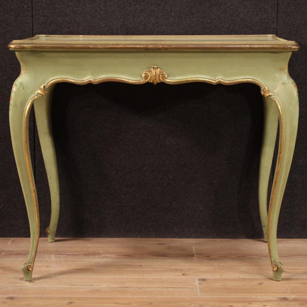 20th Century Lacquered, Gilded and Hand-Painted Wood Venetian Writing Desk, 1960 In Good Condition In Vicoforte, Piedmont