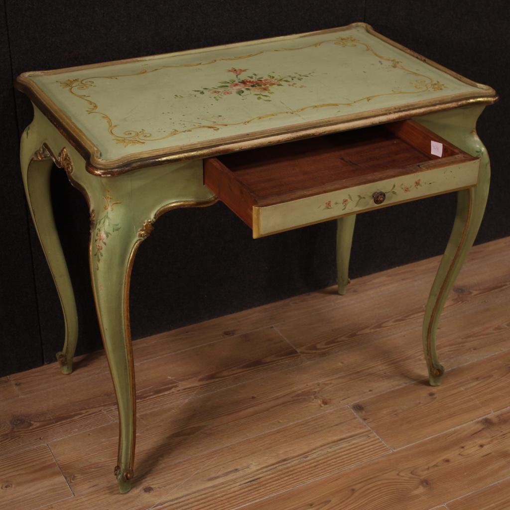20th Century Lacquered, Gilded and Hand-Painted Wood Venetian Writing Desk, 1960 1