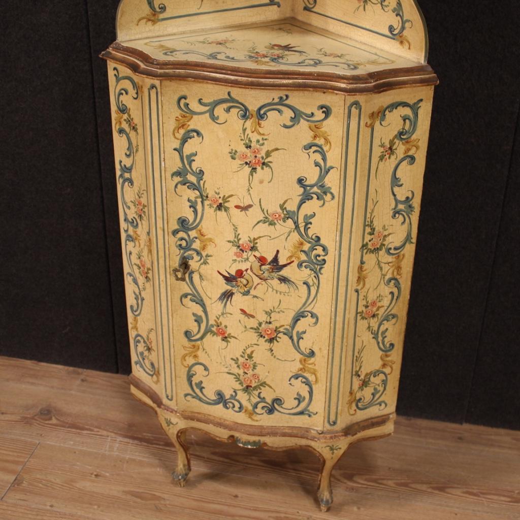 20th Century Lacquered, Gilded and Painted Wood Venetian Corner Cupboard, 1970 2