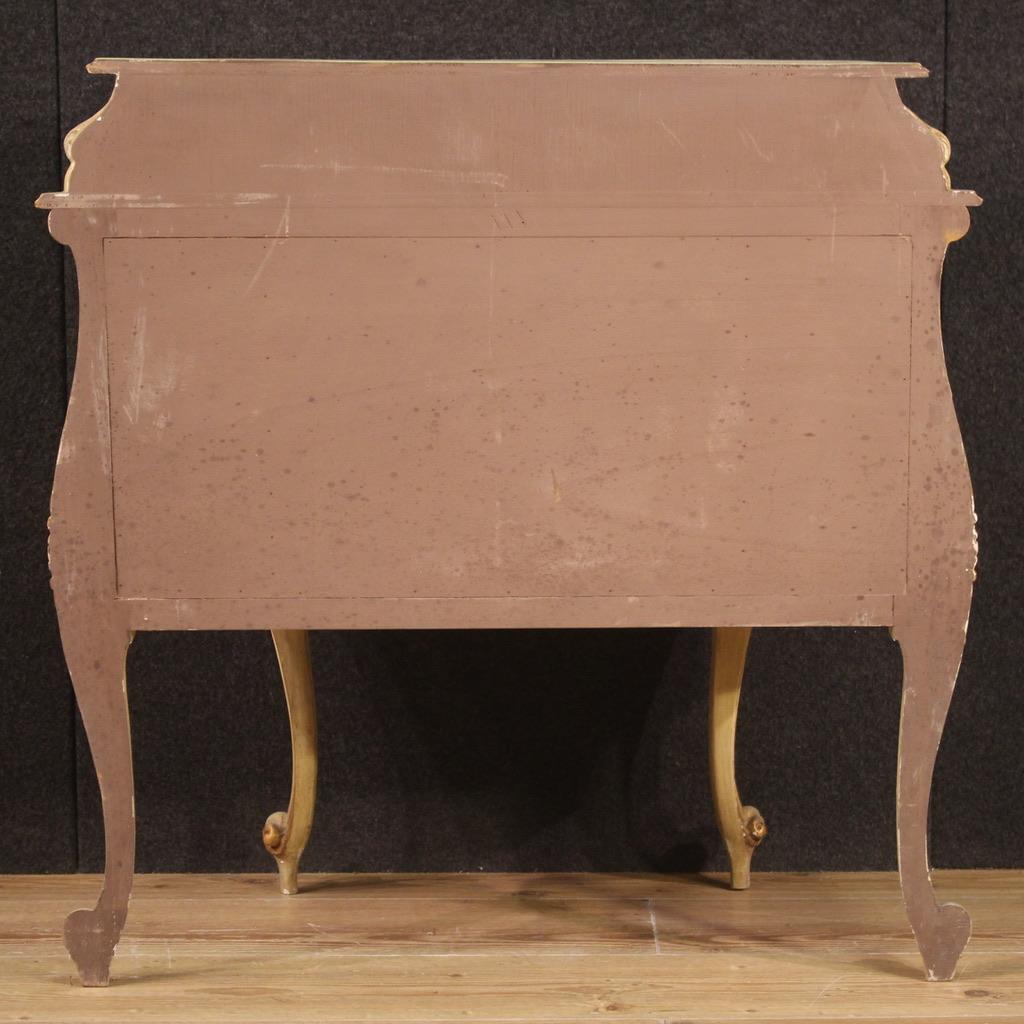 20th Century Lacquered Gilded Hand Painted Wood Venetian Sideboard, 1970 For Sale 3