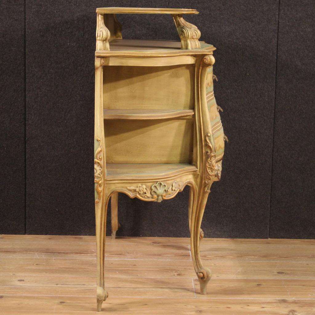 20th Century Lacquered Gilded Painting Wood Venetian Bedside Table, 1970 2