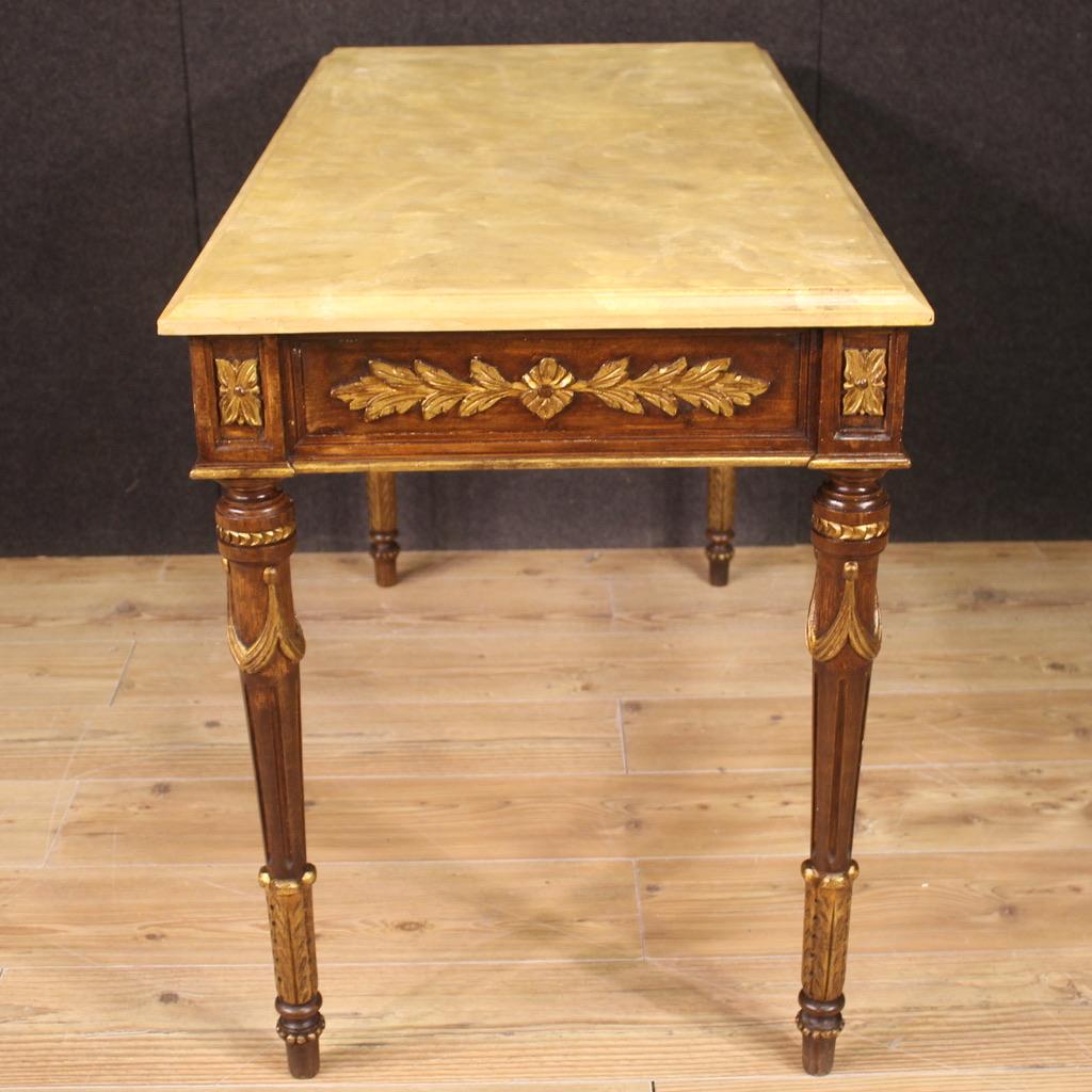 20th Century Lacquered Gilded Wood Italian Louis XVI Style Console Table, 1960s For Sale 6