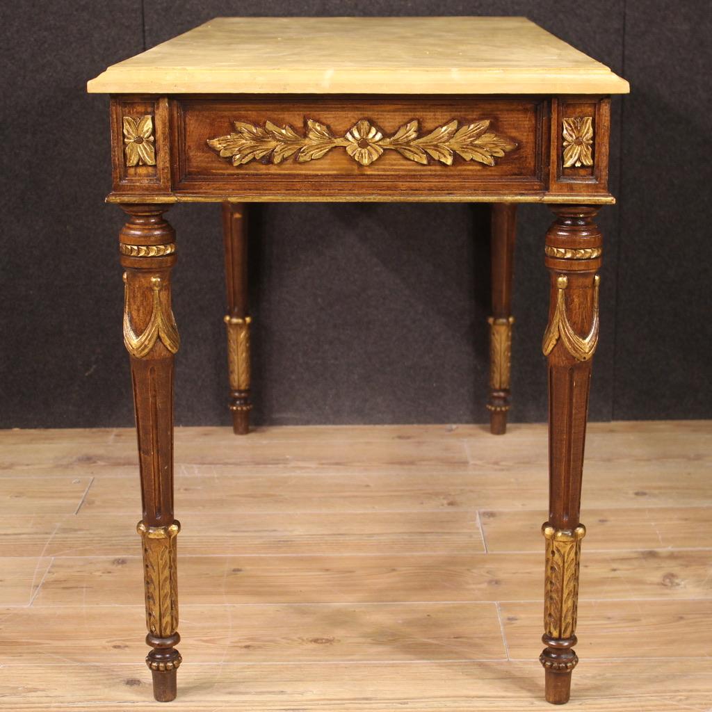 20th Century Lacquered Gilded Wood Italian Louis XVI Style Console Table, 1960s For Sale 7