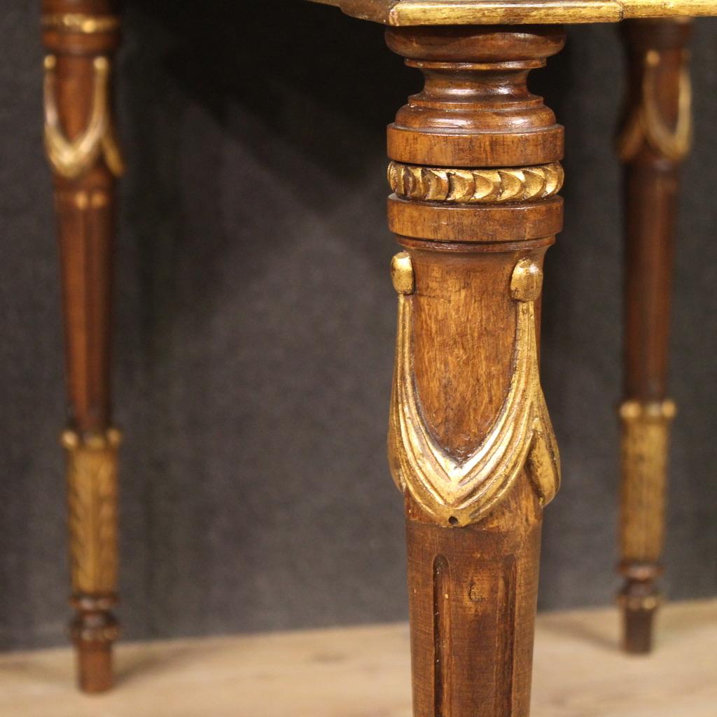 20th Century Lacquered Gilded Wood Italian Louis XVI Style Console Table, 1960s For Sale 1