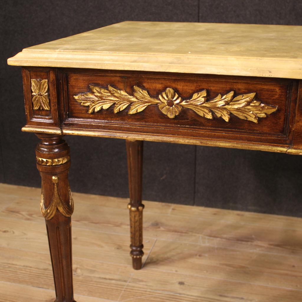 20th Century Lacquered Gilded Wood Italian Louis XVI Style Console Table, 1960s For Sale 3
