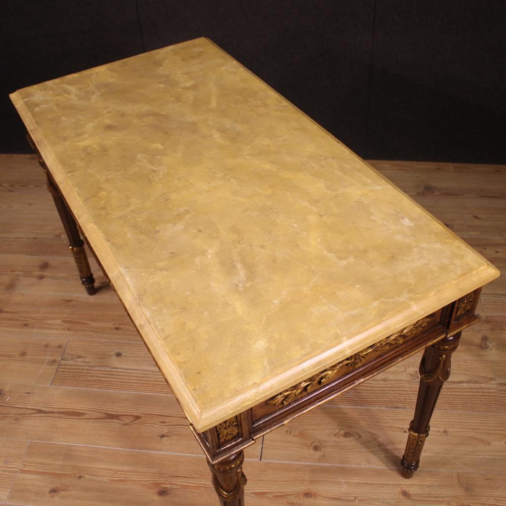 20th Century Lacquered Gilded Wood Italian Louis XVI Style Console Table, 1960s For Sale 4