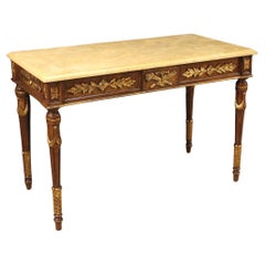 consola italiana del siglo XX en madera dorada lacada, estilo Luis XVI, 1960
