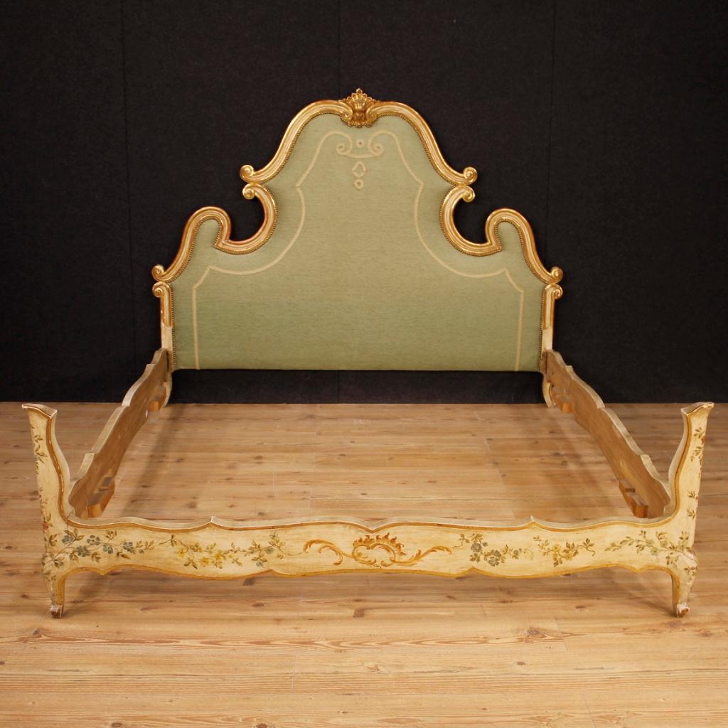 20th Century Lacquered, Gilt and Painted Wood Venetian Double Bed, 1960 7