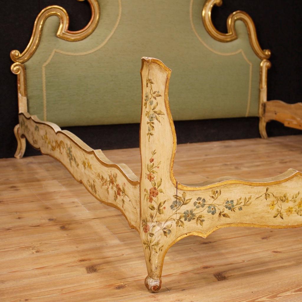 20th Century Lacquered, Gilt and Painted Wood Venetian Double Bed, 1960 1