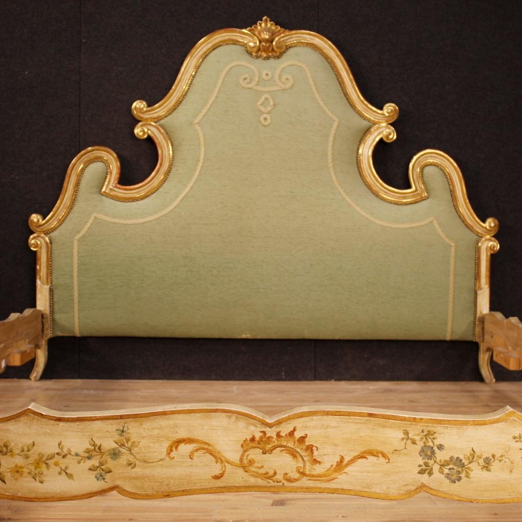 20th Century Lacquered, Gilt and Painted Wood Venetian Double Bed, 1960 2