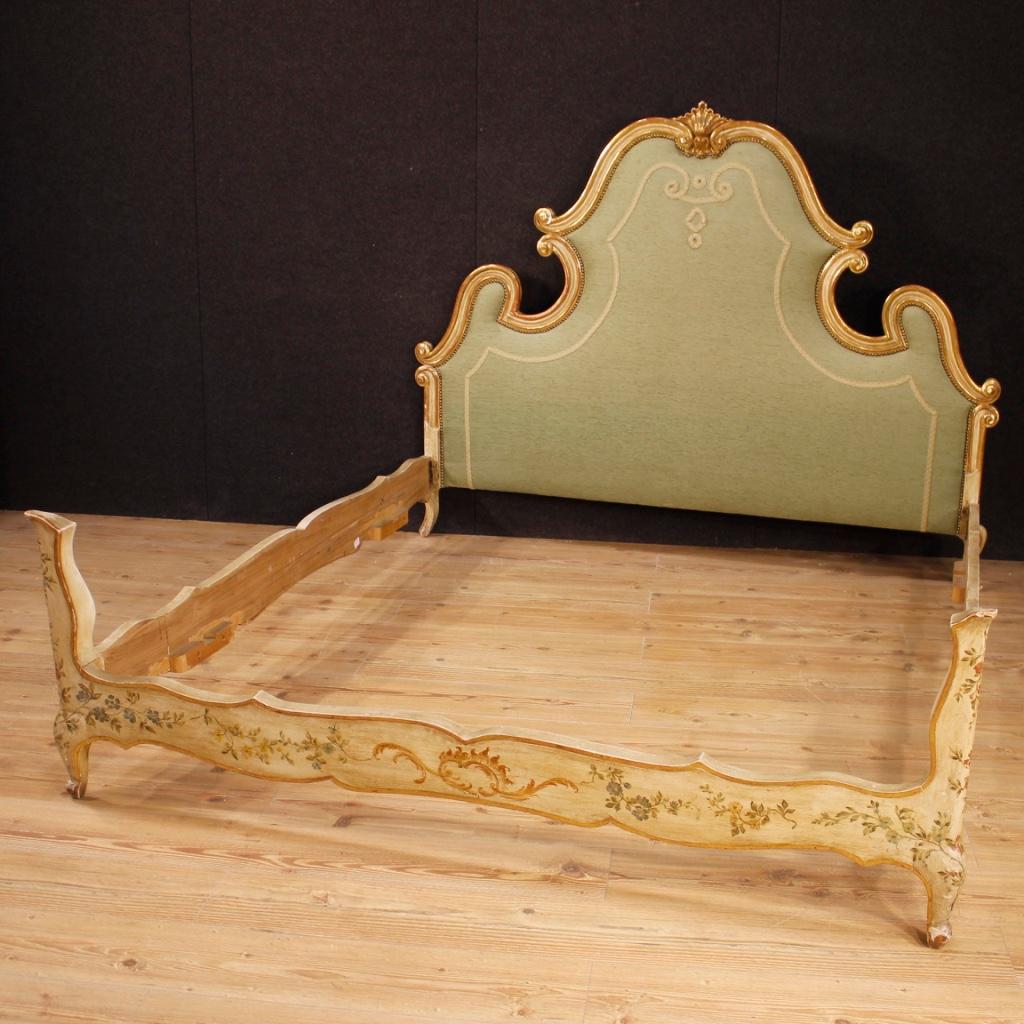 20th Century Lacquered, Gilt and Painted Wood Venetian Double Bed, 1960 4