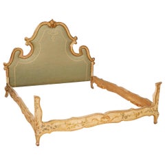 20th Century Lacquered, Gilt and Painted Wood Venetian Double Bed, 1960