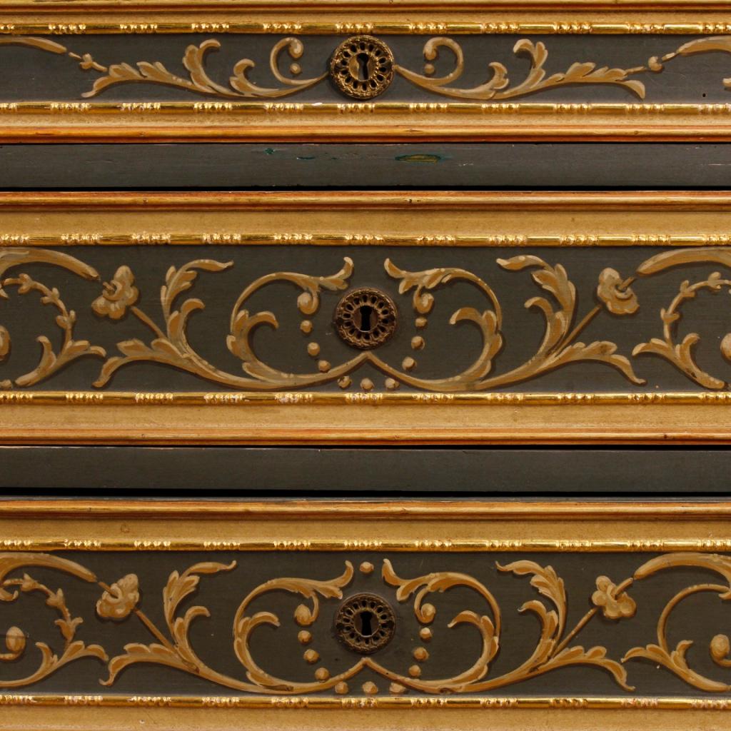 20th Century Lacquered, Gilt, Painted Wood Italian Louis XVI Style Dresser, 1950 1