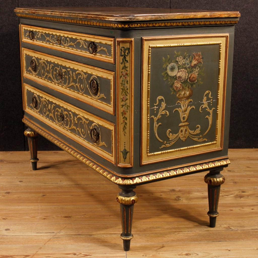 20th Century Lacquered, Gilt, Painted Wood Italian Louis XVI Style Dresser, 1950 2
