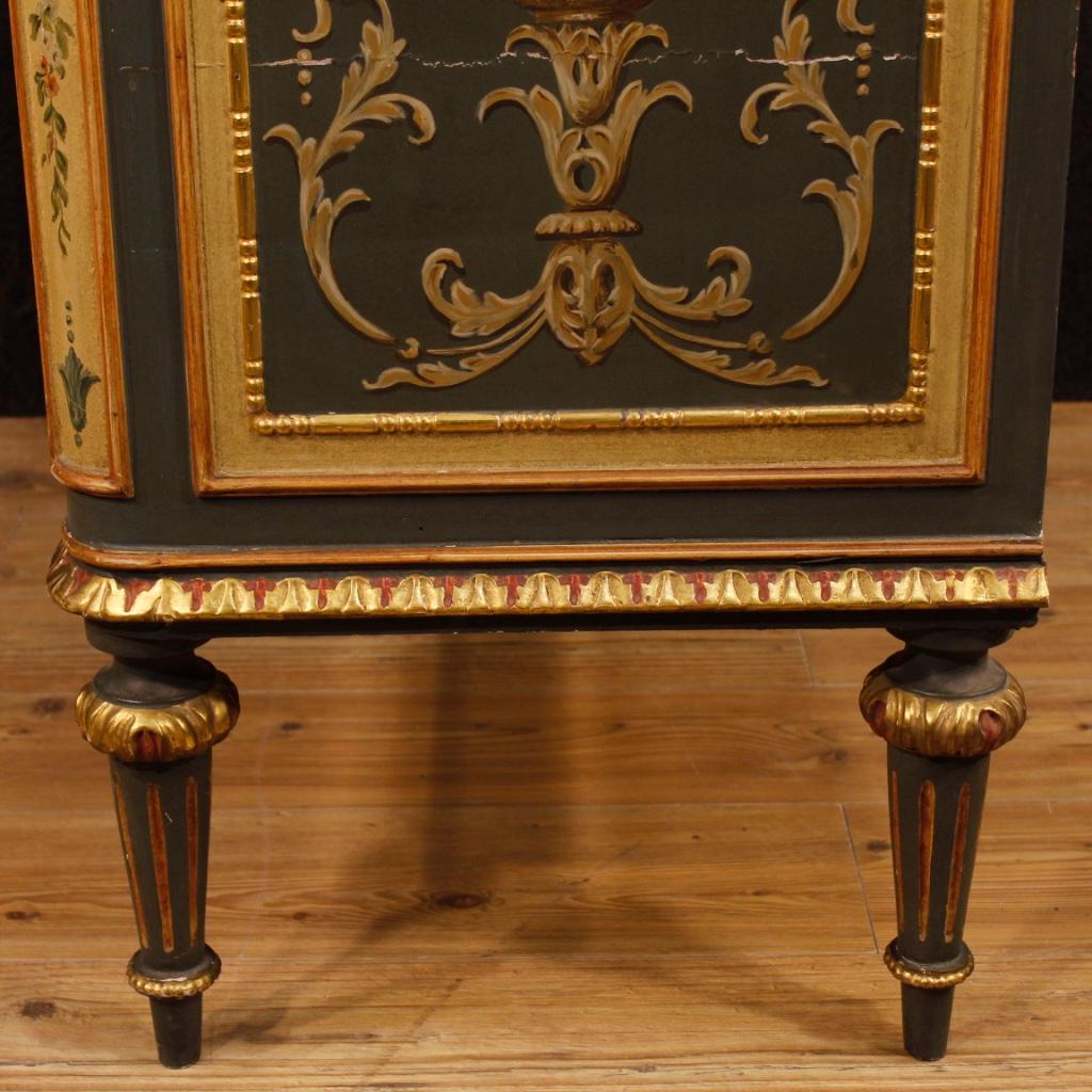 20th Century Lacquered, Gilt, Painted Wood Italian Louis XVI Style Dresser, 1950 4