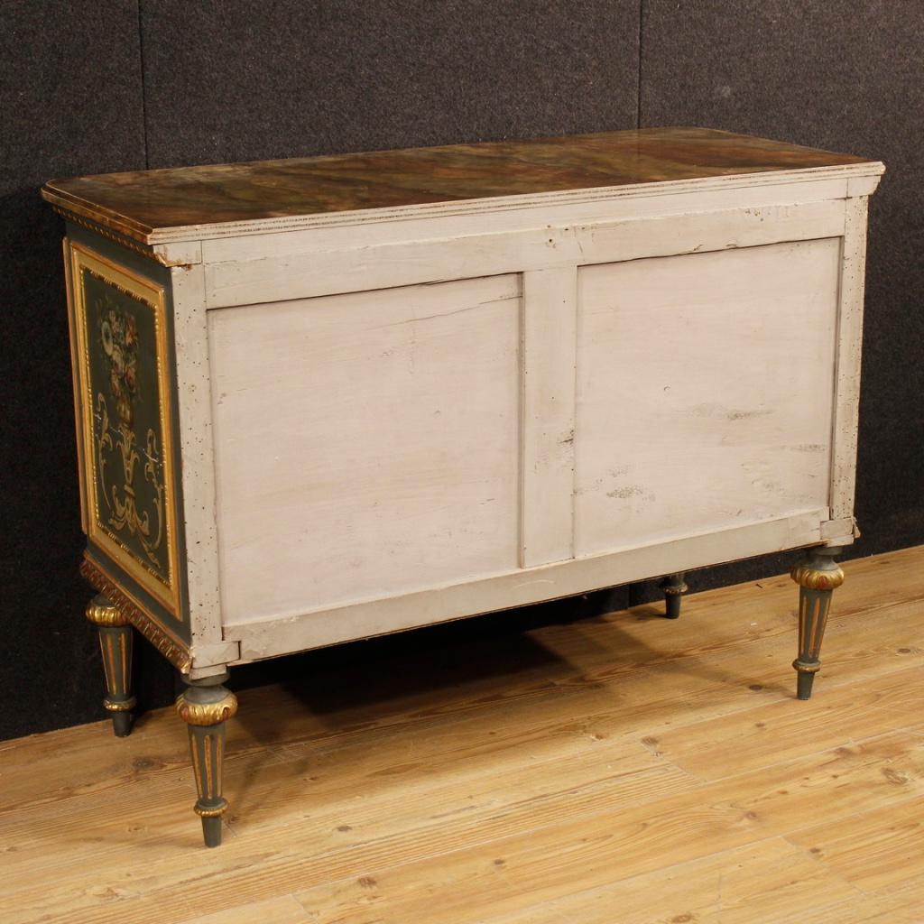 20th Century Lacquered, Gilt, Painted Wood Italian Louis XVI Style Dresser, 1950 5