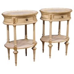 20th Century Lacquered, Gilt, Painted Wood Italian Pair of Bedside Tables, 1960
