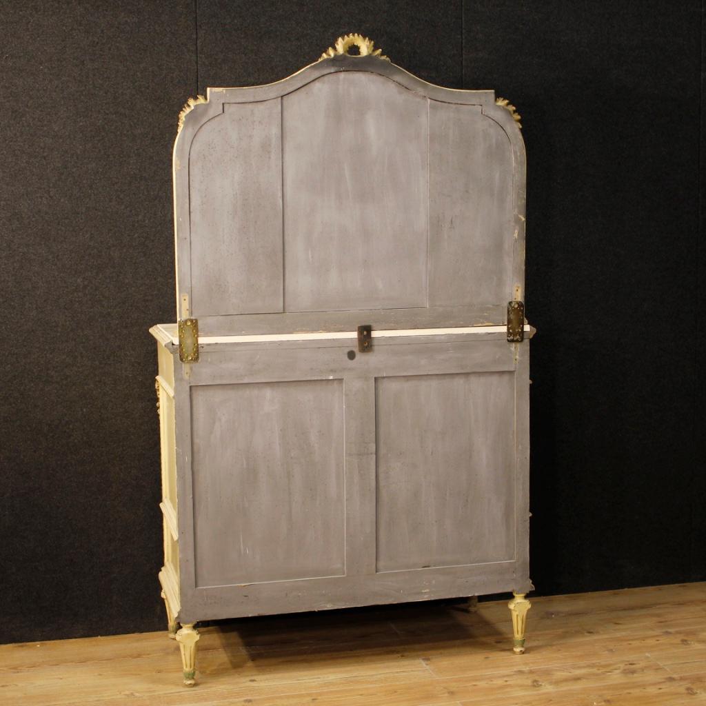 20th Century Lacquered Gilt Wood Italian Louis XVI Dresser with Mirror, 1960 For Sale 2