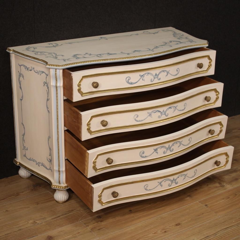 20th Century Lacquered Gold and Painted Wood Italian Commode, 1970 4