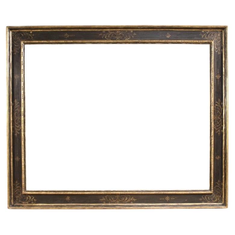 20th Century Lacquered, Gold and Painted Wood Tuscan Frame, 1950s For Sale