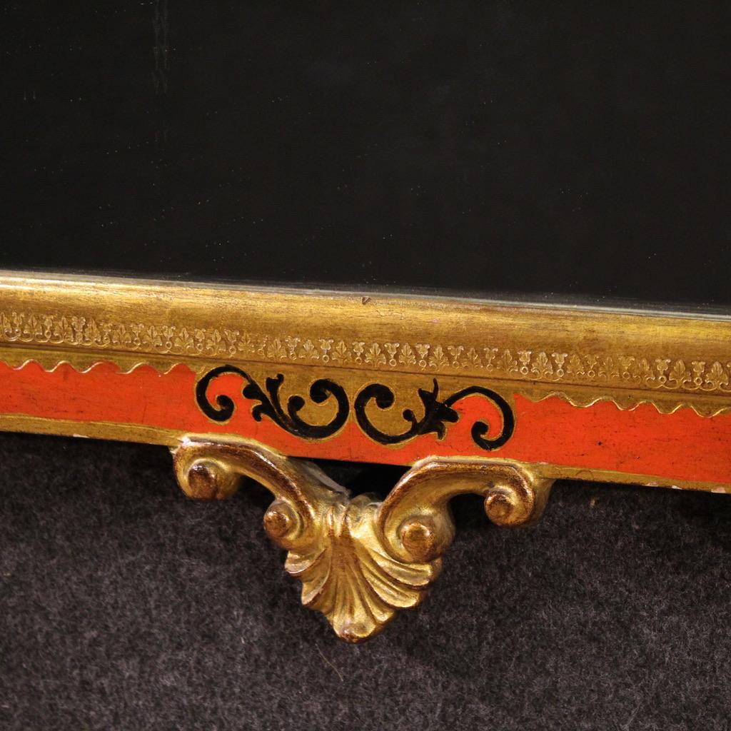 20th Century Lacquered Gold Painted Wood Tuscan Mirror, 1960 in vendita 3