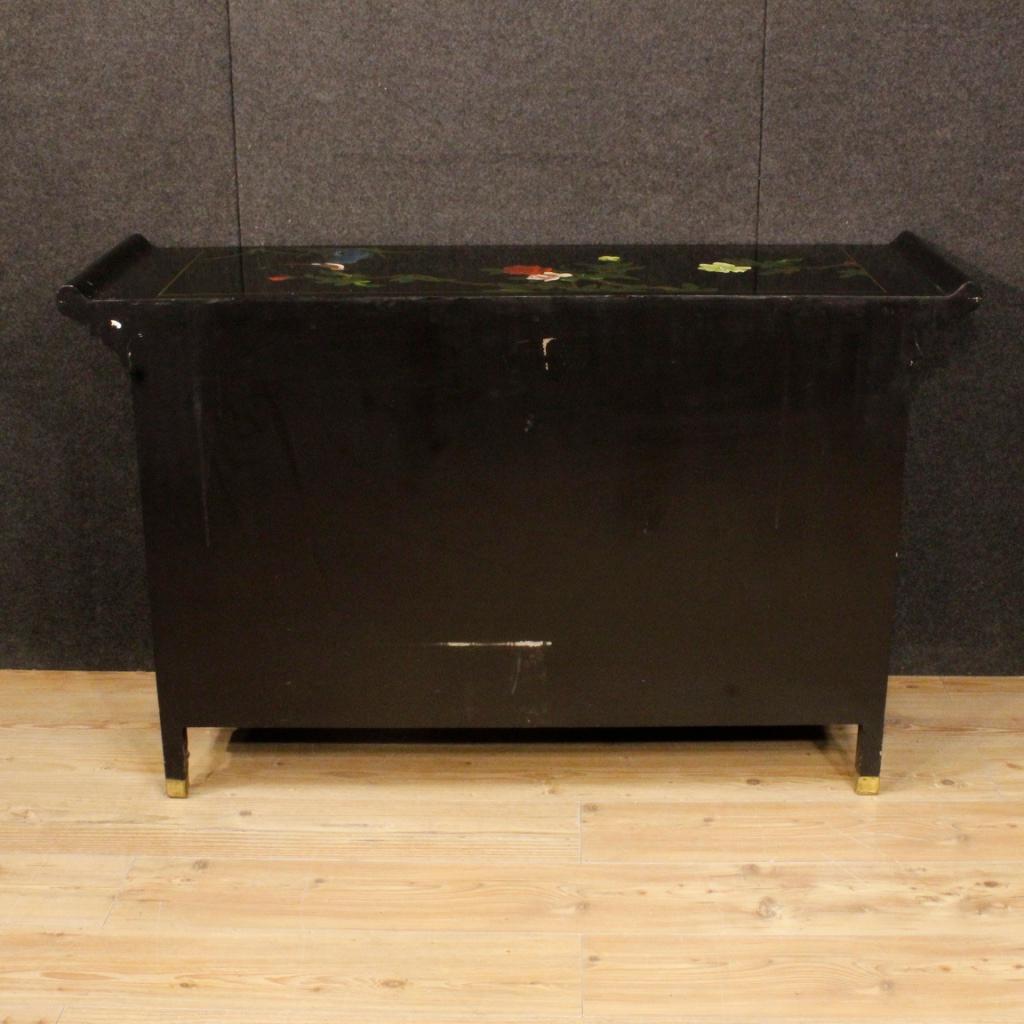 20th Century Lacquered Painted and Carved Wood Chinese Sideboard, 1960 5