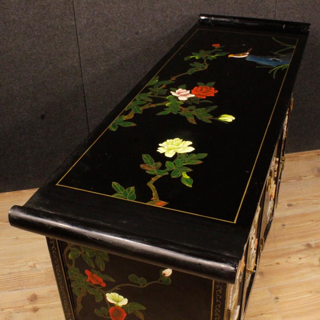 20th Century Lacquered Painted and Carved Wood Chinese Sideboard, 1960 6