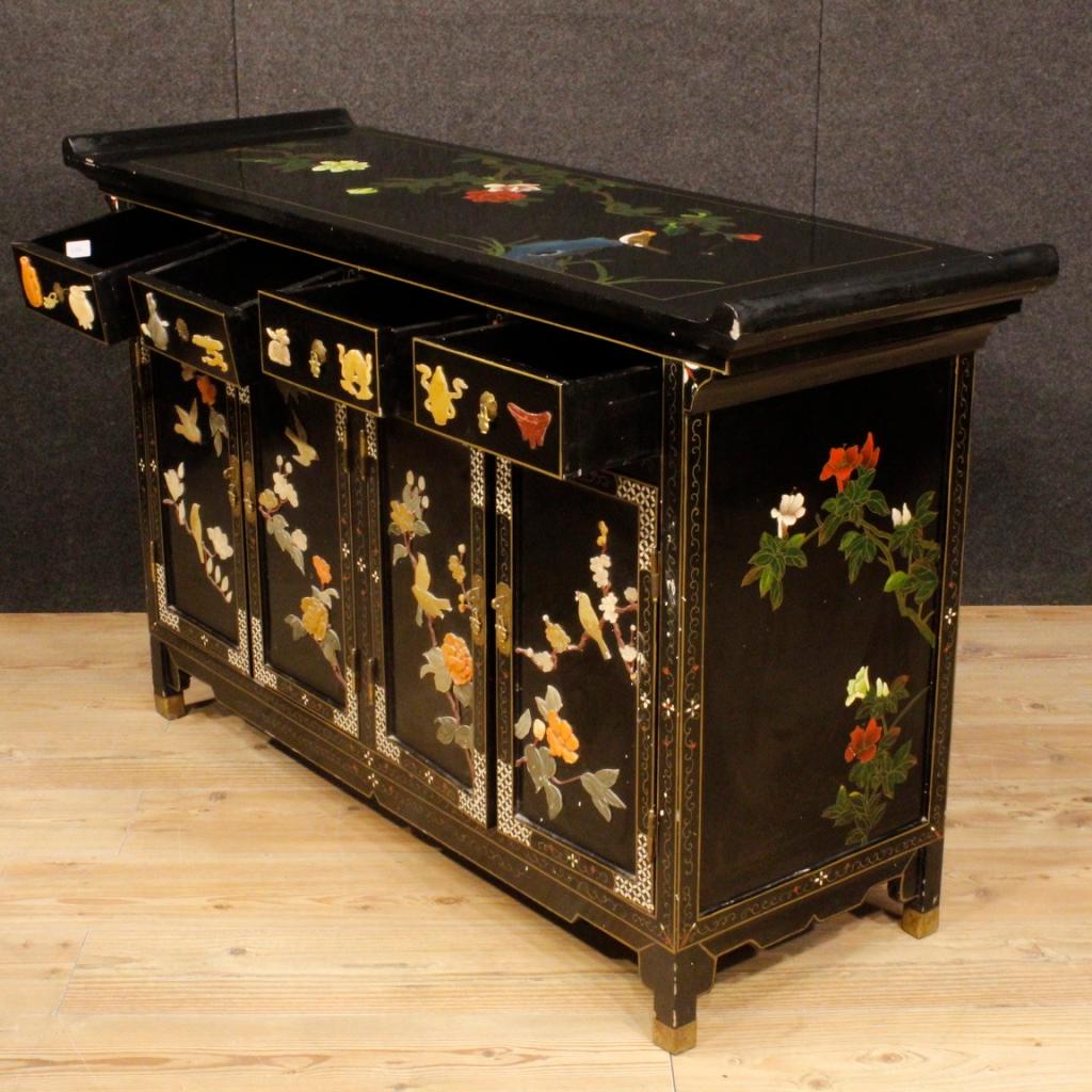 20th Century Lacquered Painted and Carved Wood Chinese Sideboard, 1960 1