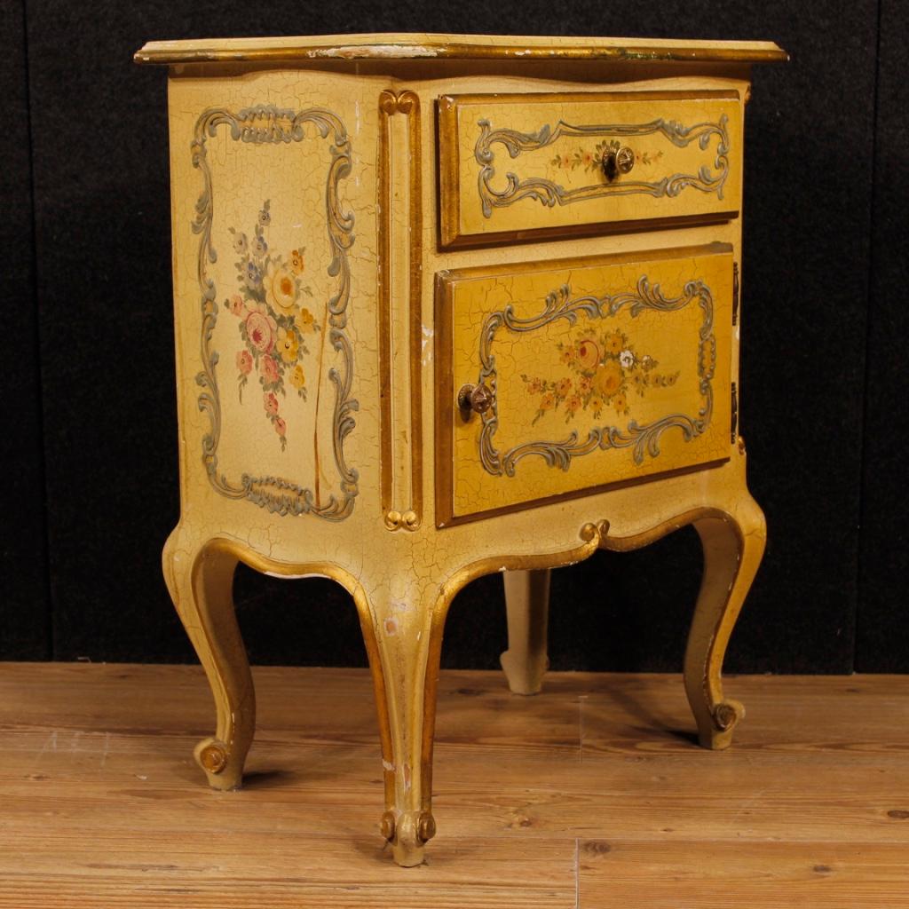 20th Century Lacquered, Painted and Gilded Wood Venetian Night Stand, 1960 1