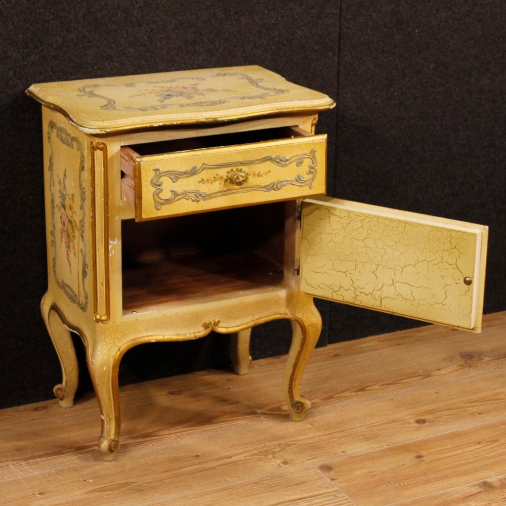 20th Century Lacquered, Painted and Gilded Wood Venetian Night Stand, 1960 3