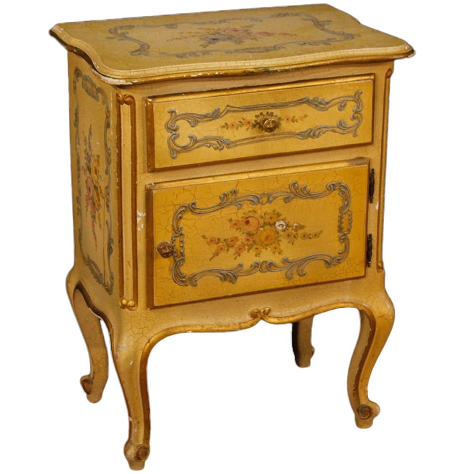 20th Century Lacquered, Painted and Gilded Wood Venetian Night Stand, 1960