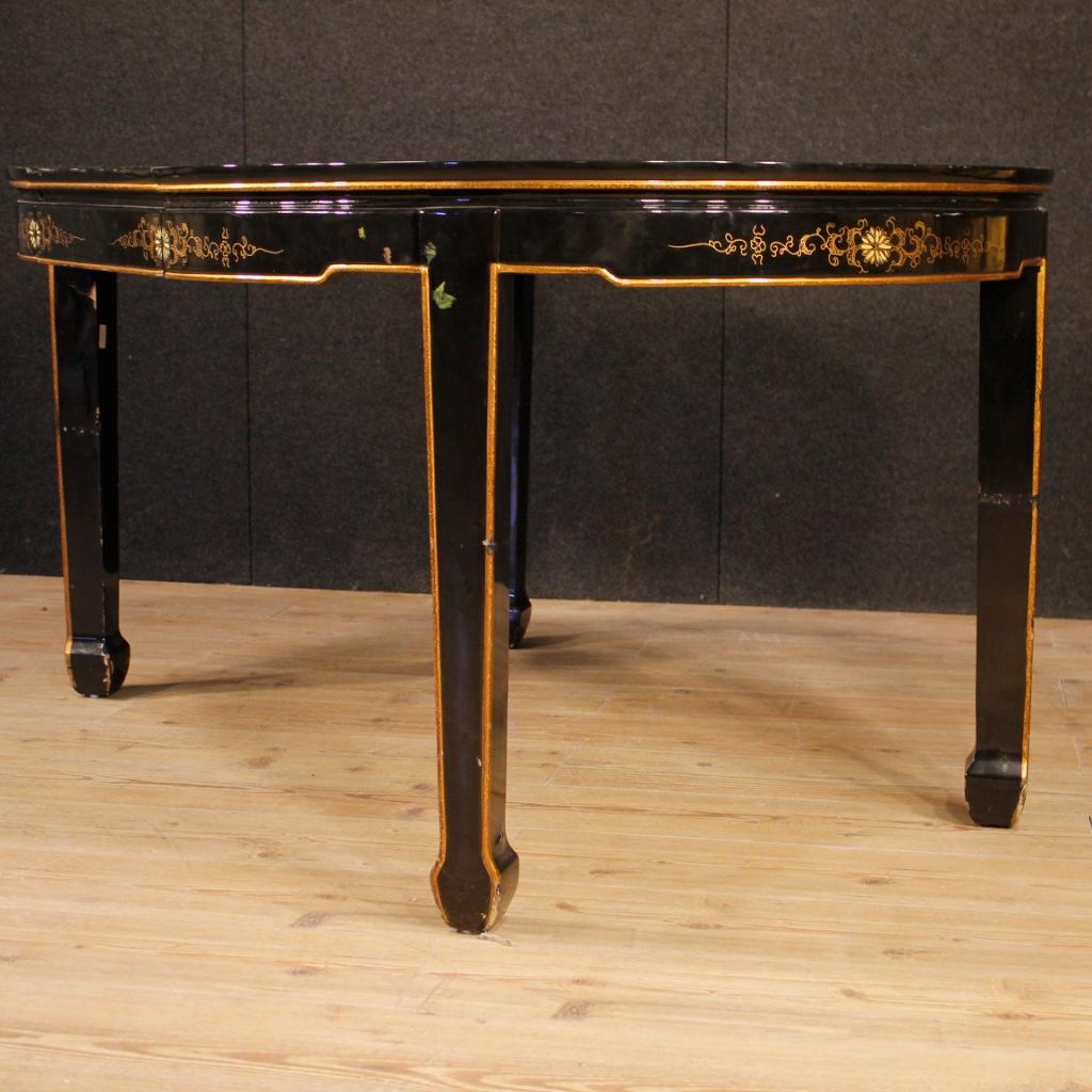 20th Century Lacquered, Painted and Gilt Chinoiserie Wood French Table, 1970 5