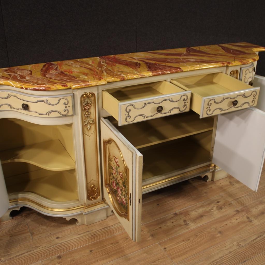 20th Century Lacquered Painted and Giltwood Italian Sideboard, 1960 3