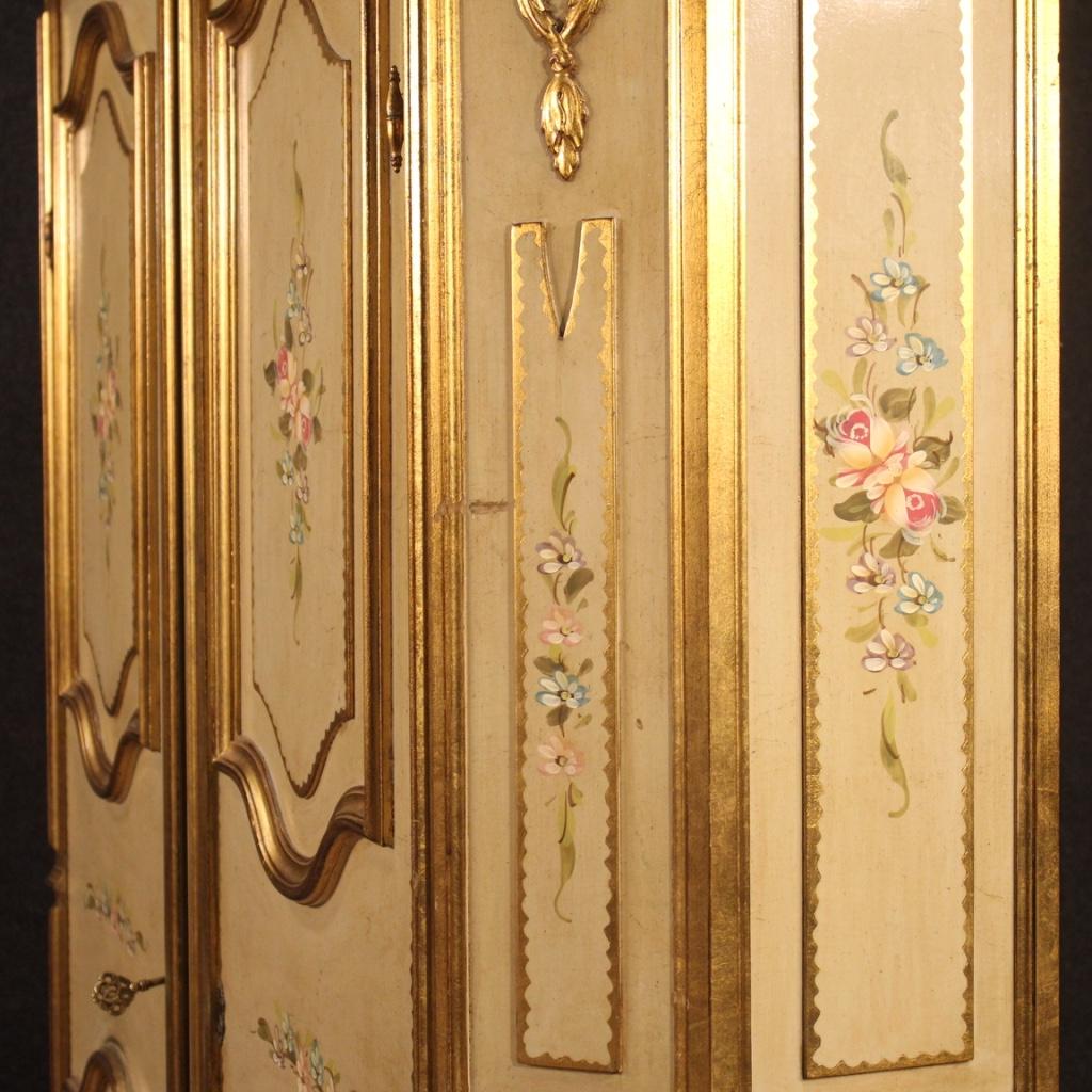 20th Century Lacquered Painted and Giltwood Italian Wardrobe, 1960 5