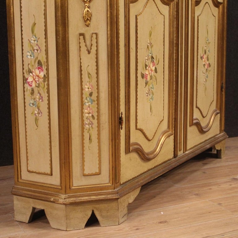 20th Century Lacquered Painted and Giltwood Italian Wardrobe, 1960 For