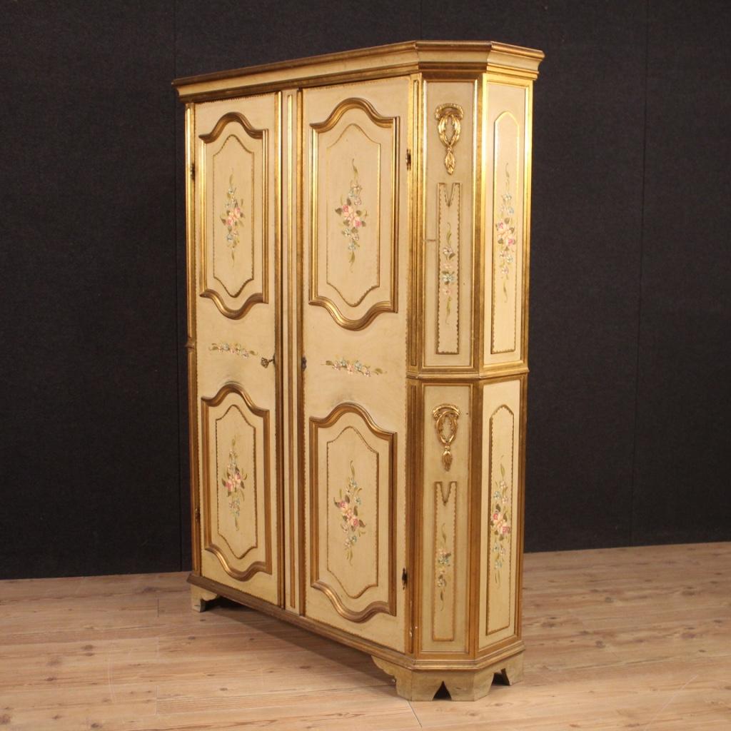 20th Century Lacquered Painted and Giltwood Italian Wardrobe, 1960 3