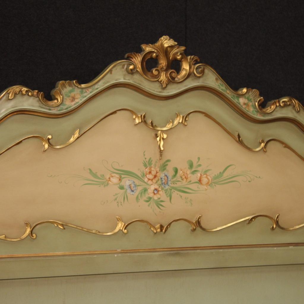 20th Century Lacquered Painted and Giltwood Venetian Bed, 1960 In Good Condition In Vicoforte, Piedmont