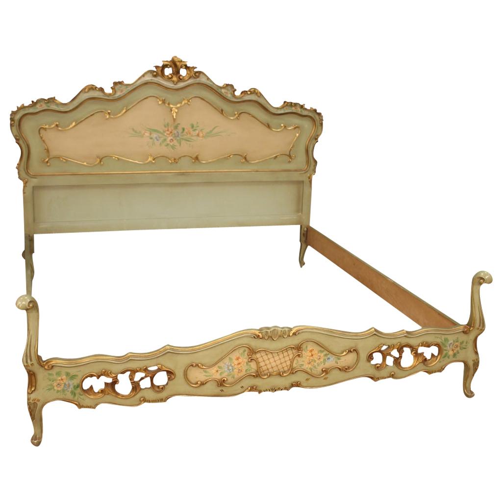 20th Century Lacquered Painted and Giltwood Venetian Bed, 1960