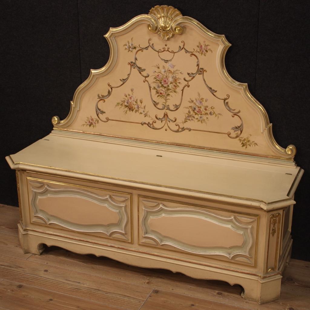Italian 20th Century Lacquered, Painted and Gilt Wood Venetian Chest, 1980 For Sale