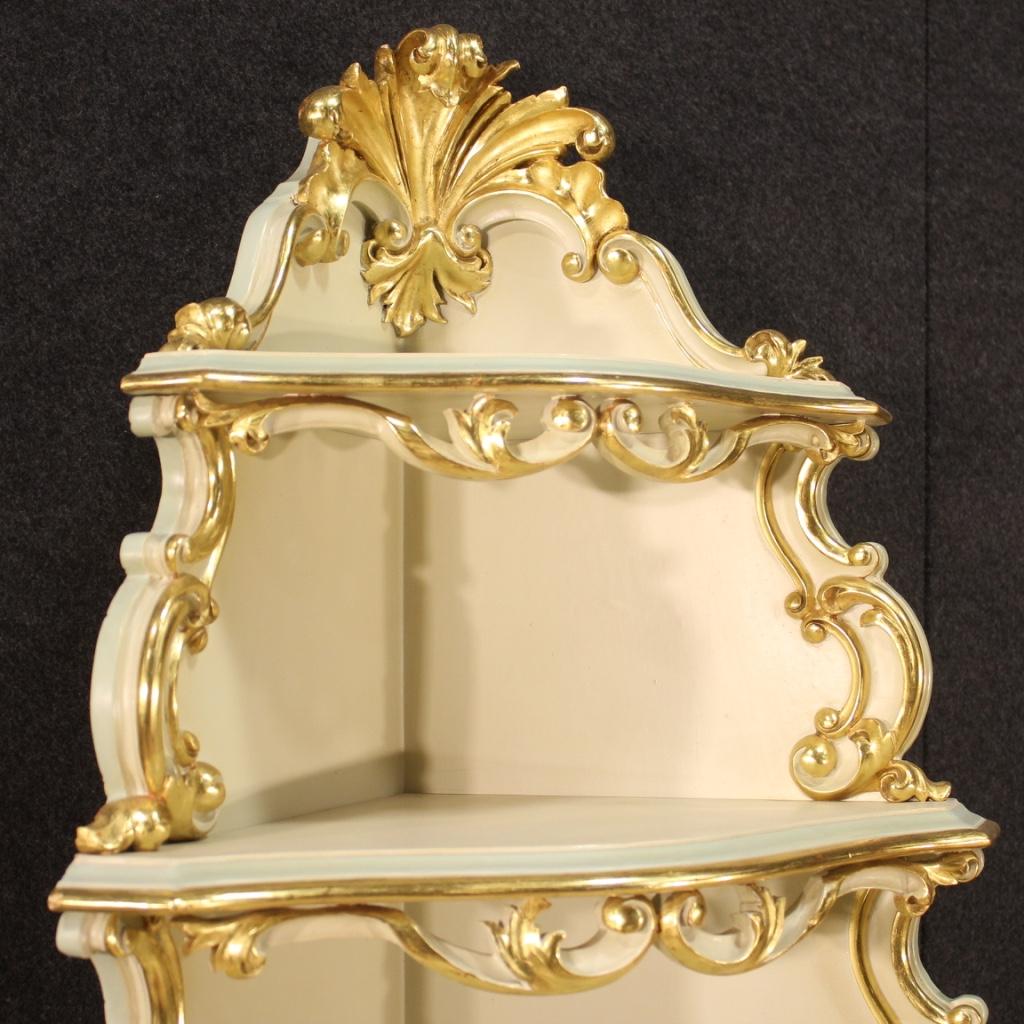 20th Century Lacquered Painted and Gilt Wood Venetian Corner Cabinet, 1960 2