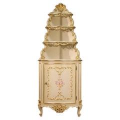 20th Century Lacquered Painted and Gilt Wood Venetian Corner Cabinet, 1960