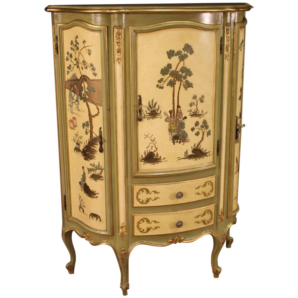 20th Century Lacquered Painted and Giltwood Venetian Cupboard, 1960