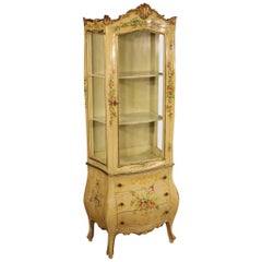 20th Century Lacquered Painted and Giltwood Venetian Display Cabinet, 1960