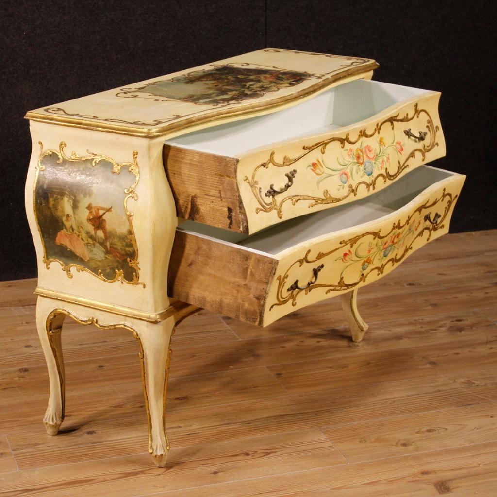 20th Century Lacquered Painted and Giltwood Venetian Dresser, 1970 3