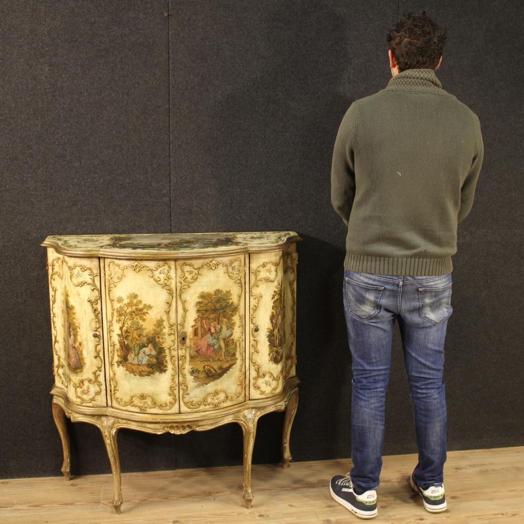 20th Century Lacquered Painted and Gilt Wood Venetian Sideboard, 1950 8