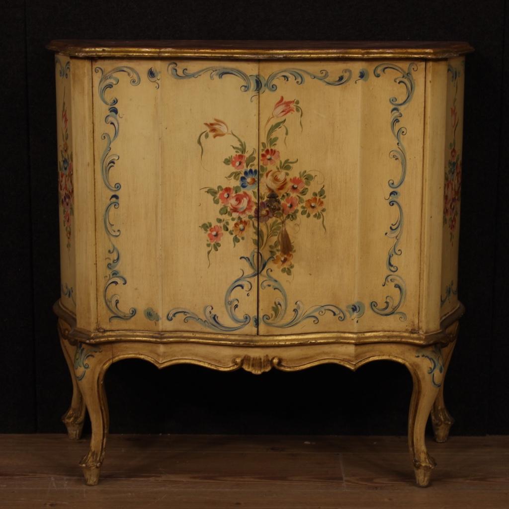 Italian 20th Century Lacquered Painted and Giltwood Venetian Sideboard, 1960